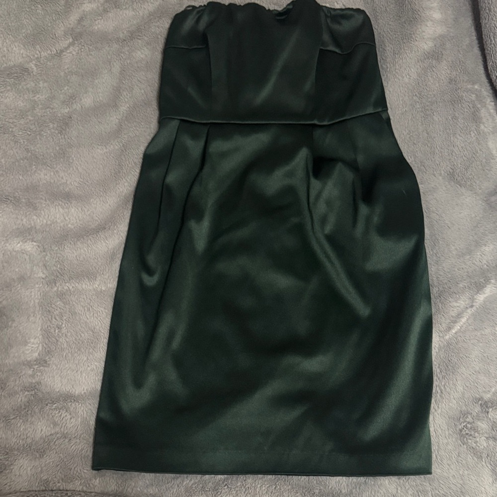 Express Dark Green Strapless Mini Dress